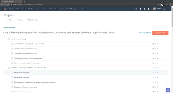 Migration Project Plan Template for HubSpot Sales Hub Enterprise